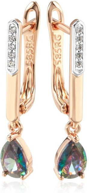 Hängeohrringe Kupfer, Roségold, Zirkonia, Damen - Bild 1