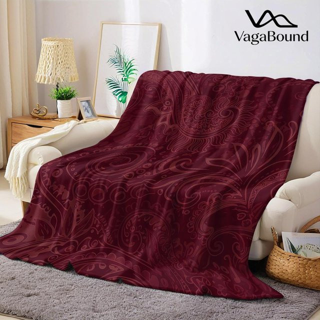 JMG Household Supplies Flaneldecke Paisley-Design in Burgunderrot, weich und warm, B/B: 100 x 150 cm - Bild 1