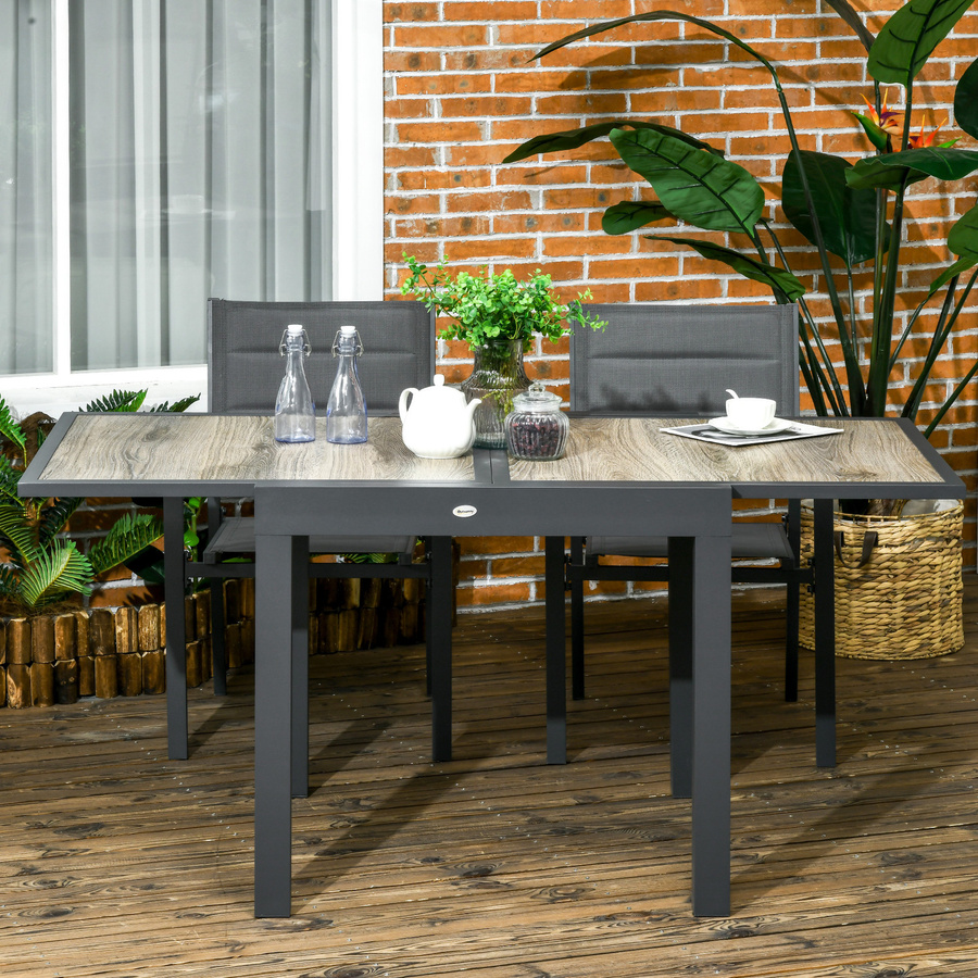 Outsunny Gartentisch aus Aluminium und Kunststoff mit ausziehbarer Tischplatte, Beige/Grau, B/T/H: 160 x 80 x 75 cm - Bild 2