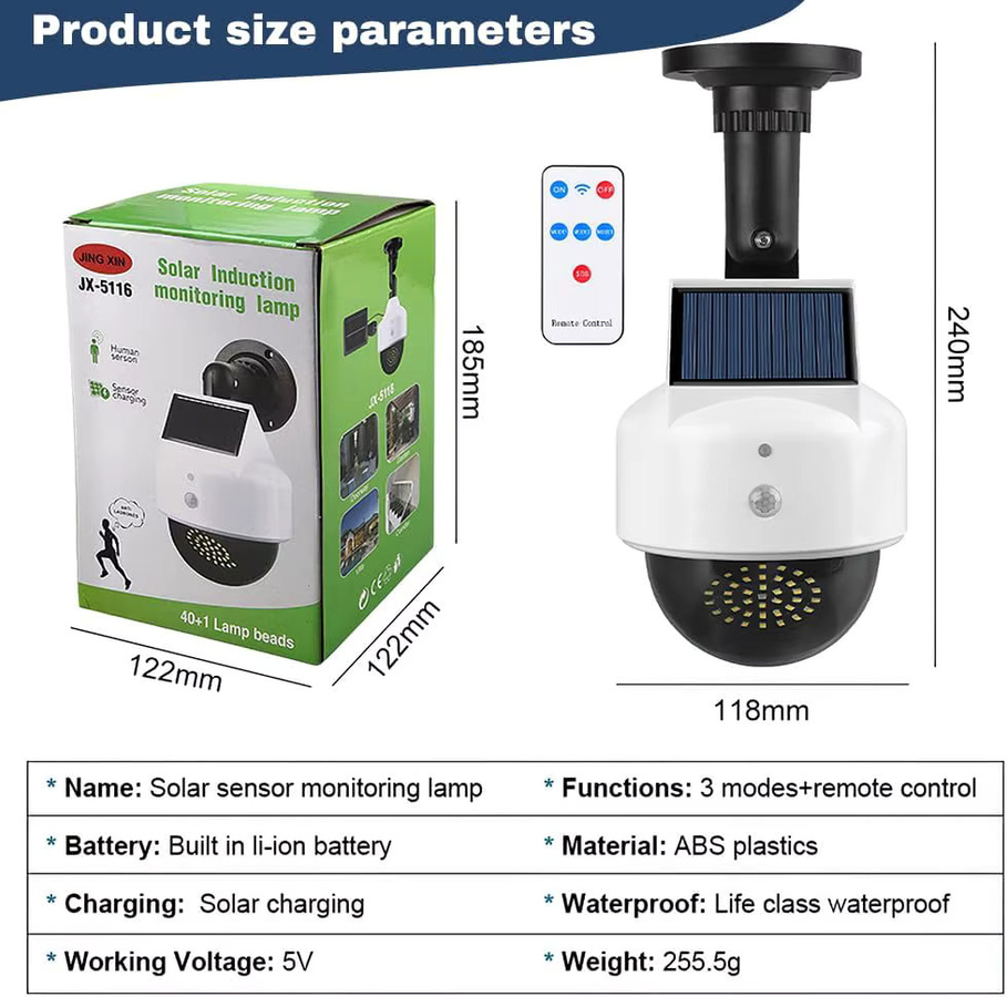 UCYBO Dummy Kamera Solarbetriebene drahtlose CCTV Videoüberwachungskamera mit LED-Licht und Bewegungssensor in Weiß - Bild 5