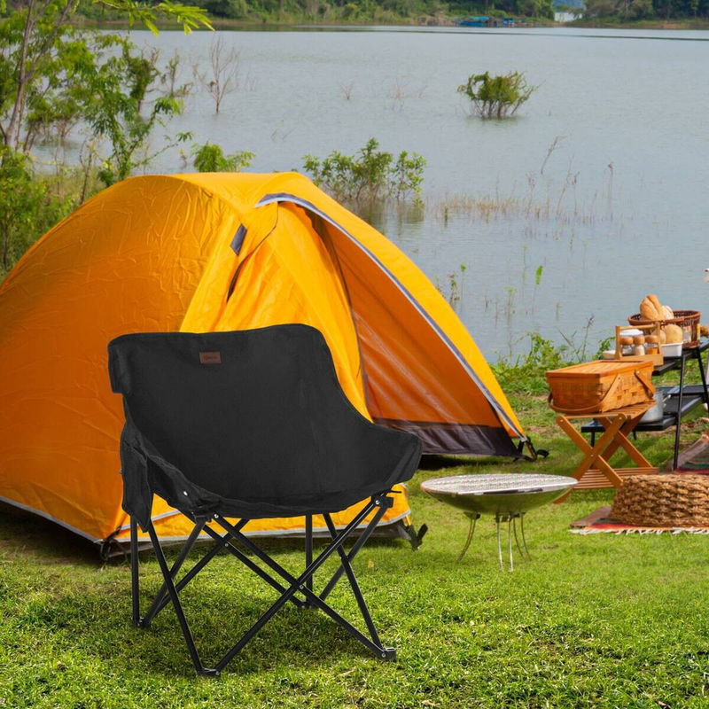 Outsunny Campingstuhl in Schwarz aus Metall und Kunststoff, B/H/L: 54 x 66 x 61 cm - Bild 3