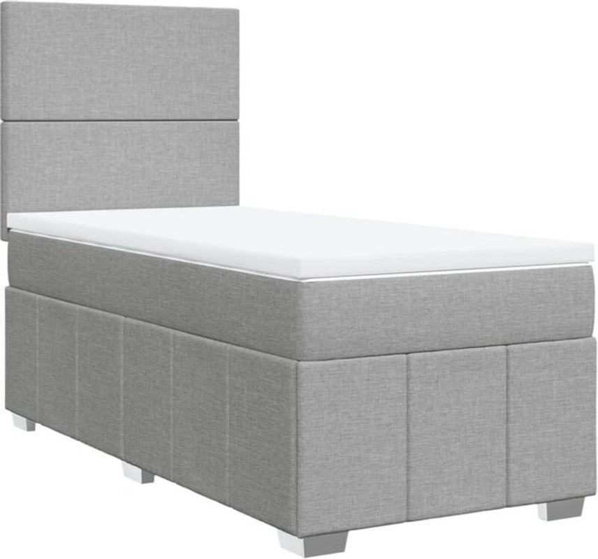 vidaxl Boxspringbett mit Matratze in Grau und Weiß aus Stoff, B/T/H: 100 x 200 x 140,5 cm - Bild 1