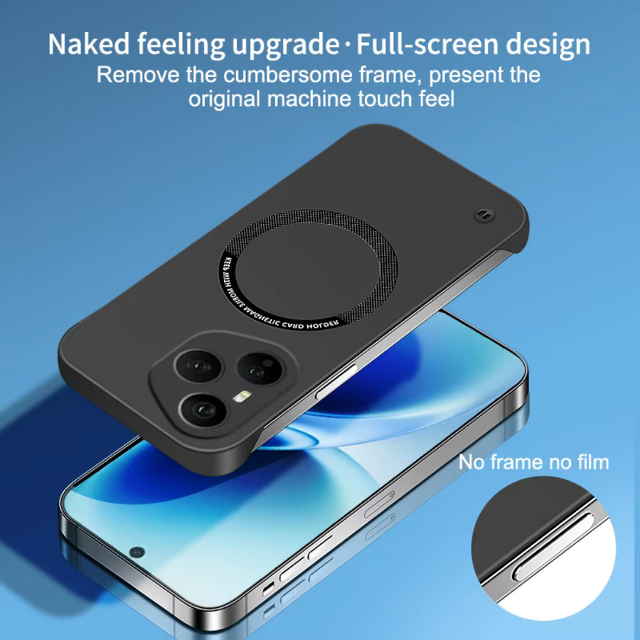 Ultradünne magnetische Handyhülle für Honor in Schwarz und Gelb, rahmenloses Design mit mattierter, rutschfester Oberfläche und Unterstützung für kabelloses Laden - Bild 3
