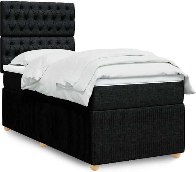 vidaXL Boxspringbett Hybrid mit Matratze und USB-Anschluss, Schwarz, B/T: 90 x 200 cm - Bild 1
