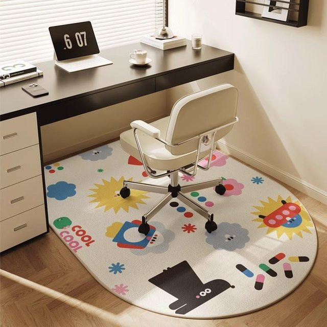 VIKAMA Bodenmatte aus Kristallsamt in Multicolour, runder Teppich für Home Office und Kinderzimmer, Durchmesser: 60 cm - Bild 1