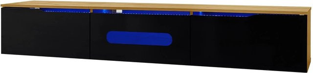 okwish TV Schrank mit LED Beleuchtung in Schwarz für dein Wohnzimmer, B/T/H: 180 x 35 x 30 cm - Bild 1