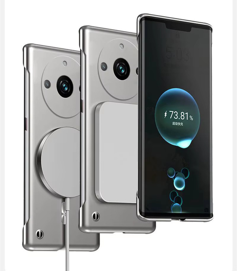 LYYDFUMAN Magnetische Handyhülle für Realme GT NEO 2 3 3T 10 11 12 13 Pro Plus, Ultradünne Rahmenlose Metall-Schutzhülle mit MagSafe Unterstützung, Stoßfest, Blau und Silber - Bild 3