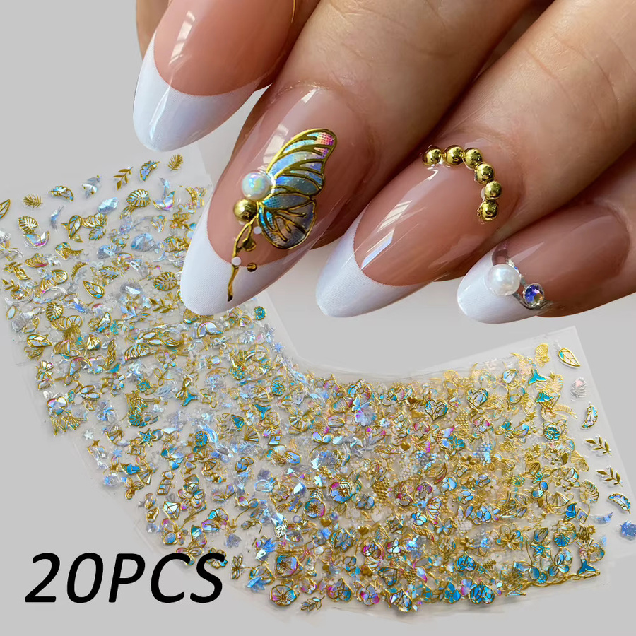 MAFANAILS Nagelaufkleber, 3D Schmetterling, Goldblau, Metallic, Unisex - Bild 2