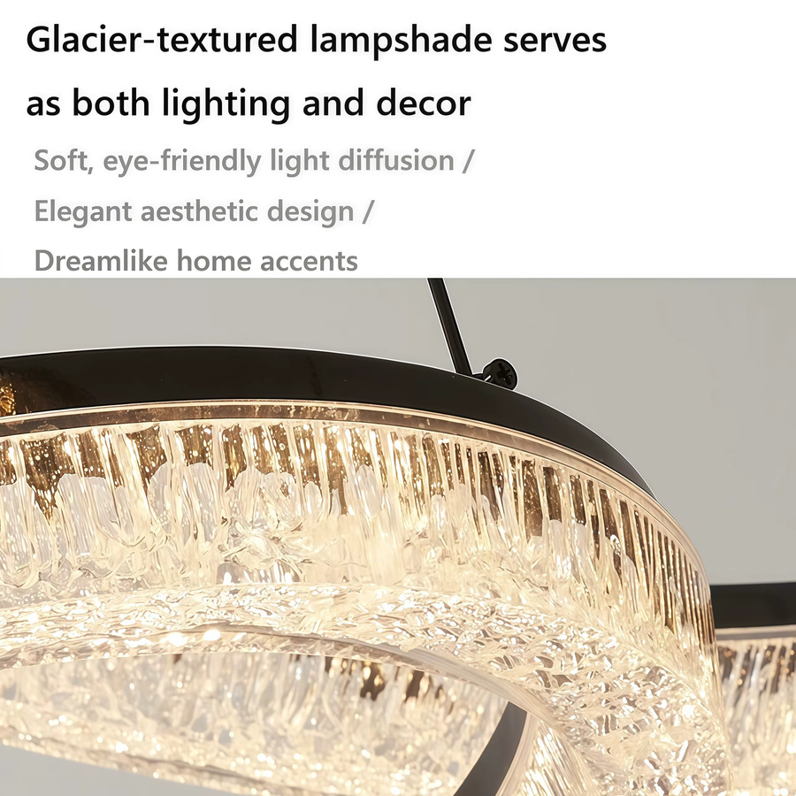 IRALAN LED Kronleuchter in Schwarz mit Kristall-Elementen, dimmbarer Ring-Pendelleuchte für Wohnzimmer, Esszimmer und Schlafzimmer - Bild 5