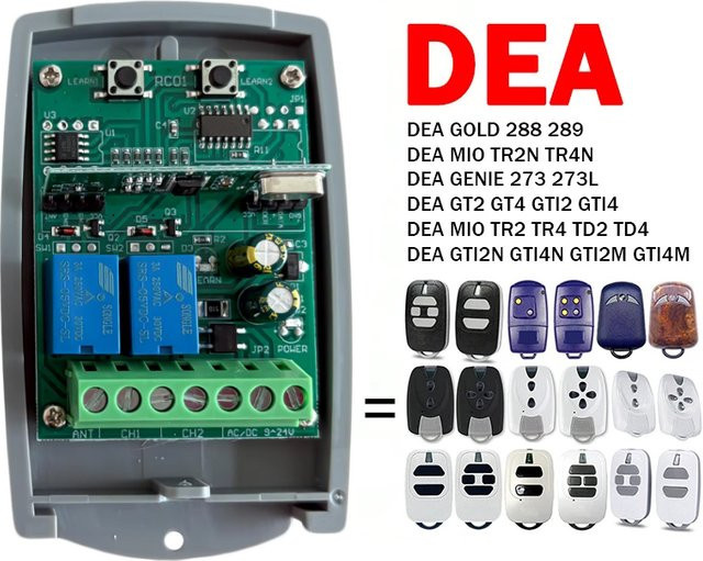 DEA Garagentor-Empfänger für GT2 GT4 GTI2N GTI4N GTI2M GTI4M MIO TR2 TR4 TD2 TD4 TR2N TR4N Fernbedienungsschalter 433,92MHz - Bild 1