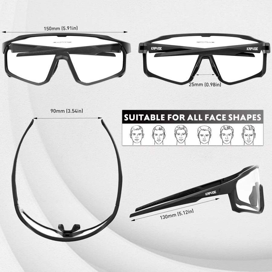 Kapvoe Sportsonnenbrille, Unisex, Vollrand, Black, Kunststoff - Bild 5
