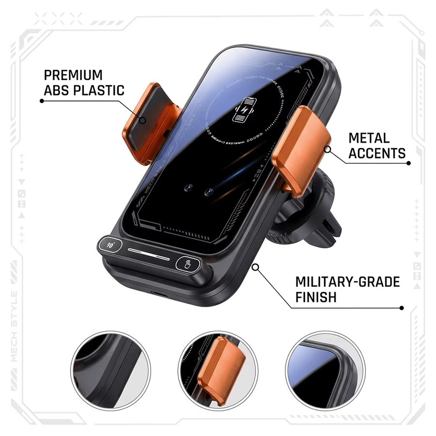 Auto-Sensing Qi Fast Wireless Charger Autotelefonhalterung mit One-Touch Release und Rotation in Schwarz für iPhone und Android - Bild 5
