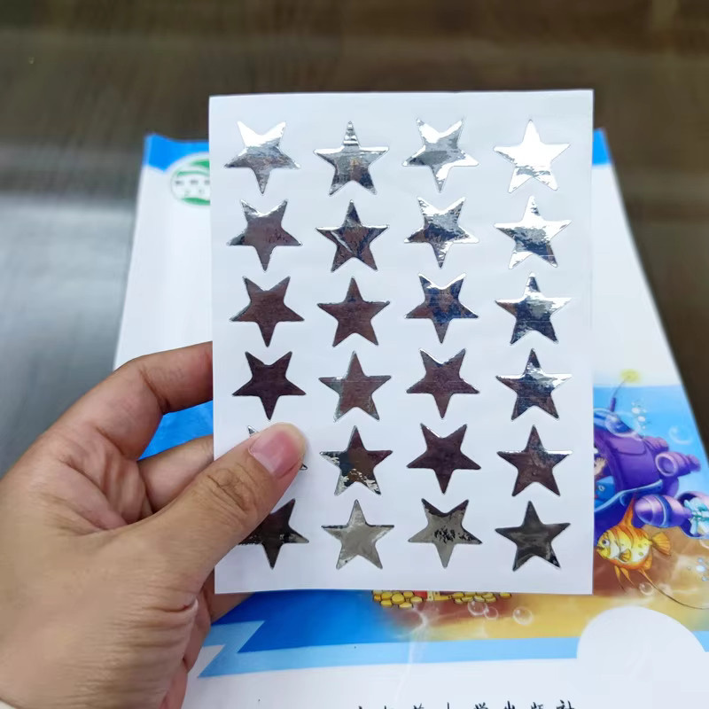 Selbstklebende Stern-Aufkleber in Silber für Scrapbooking und Schulbelohnungen, 10 Blatt pro Packung - Bild 2