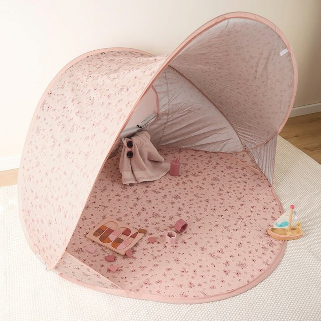 Bieco Strandmuschel Pop-Up Dreamy Flowers in Pink mit UPF 50+ und In-Ground-Befestigung, B/T/H: 130 x 105 x 105 cm - Bild 1