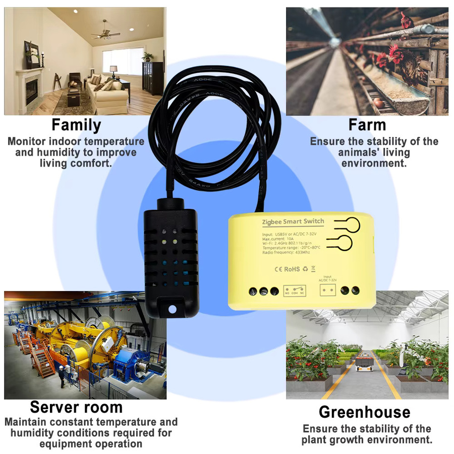 Tuya Zigbee Trockenkontakt Intelligenter Schalter mit Temperatur-Feuchtigkeitssensor und Thermostat in Weiß, Alexa-kompatibel - Bild 4