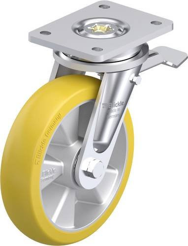 Blickle Schwerlast-Lenkrolle LO-ALTH 200K-ST-CO in Silber und Gelb aus Aluminium mit einem Rad-Durchmesser von 200 mm und einer Tragfähigkeit von max. 800 kg - Bild 1