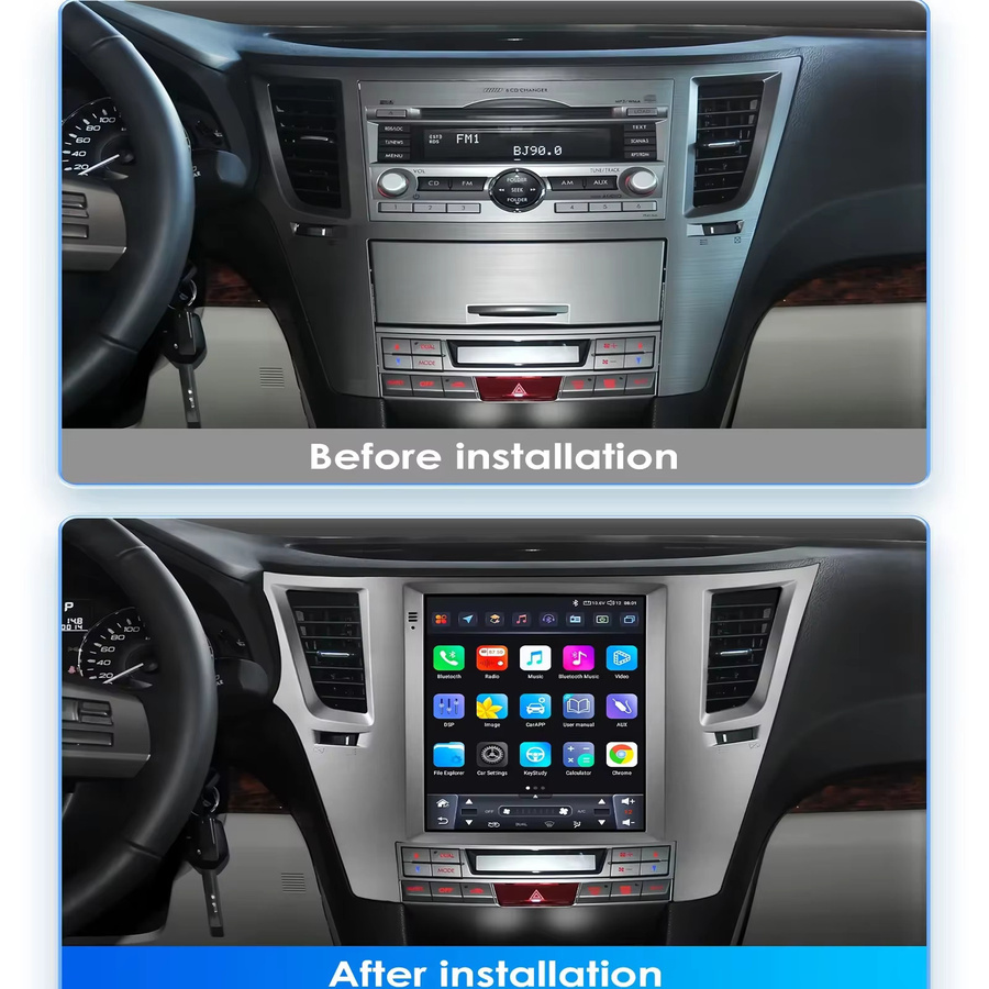Hizpo Tesla-Style Autoradio für Subaru Outback Impreza Legacy 2009-2014 mit 9,7 Zoll QLED-Display, CarPlay, Android Auto und WIFI in Schwarz - Bild 3