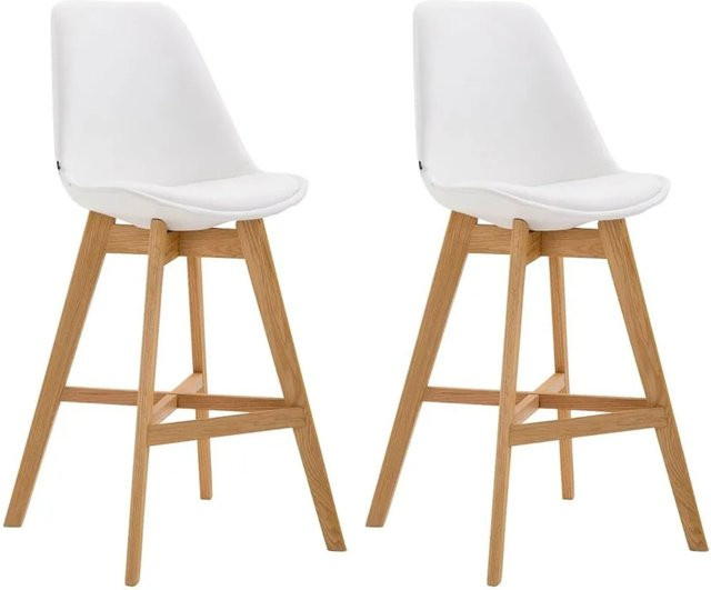 DELUKE 2er Set Barhocker DUMIR in Weiß mit Kunstleder und Eichenoptik, B/T/H: 48 x 56 x 112 cm - Bild 1