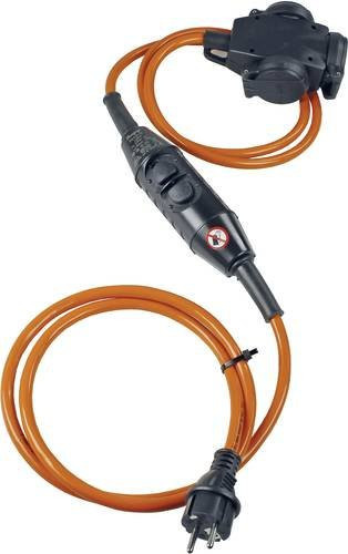 AS Schwabe Personenschutz-Verlängerungskabel PRCD-S 230V mit 3m H07BQ-F3G2,5 Kabel und 3-Wege-Kupplung, Orange/Schwarz, IP44 - Bild 1