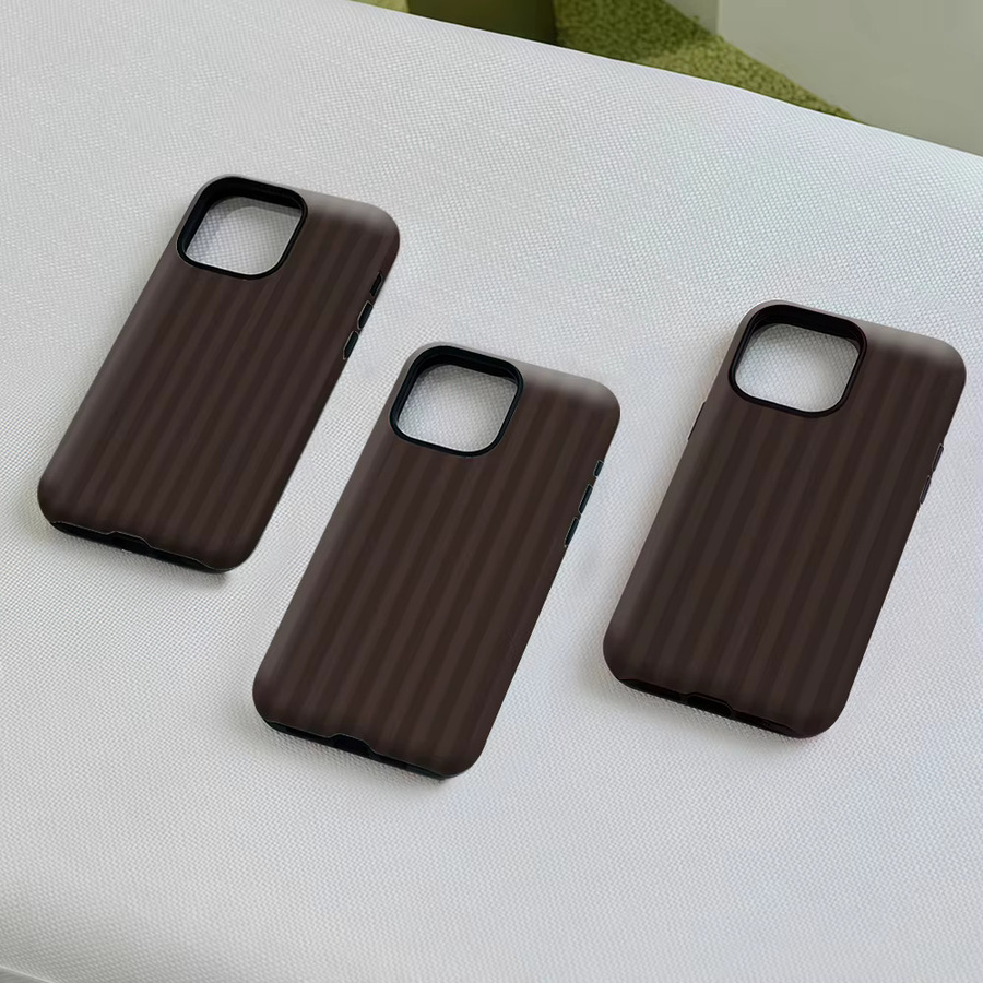 Potdemiel Magnetische Handyhülle mit Streifen-Design in Dunkelbraun für iPhone 18/17/16/15/14/13 Pro Max Plus, Robuste Ein- und Doppelschichtige Schutzhülle - Bild 5