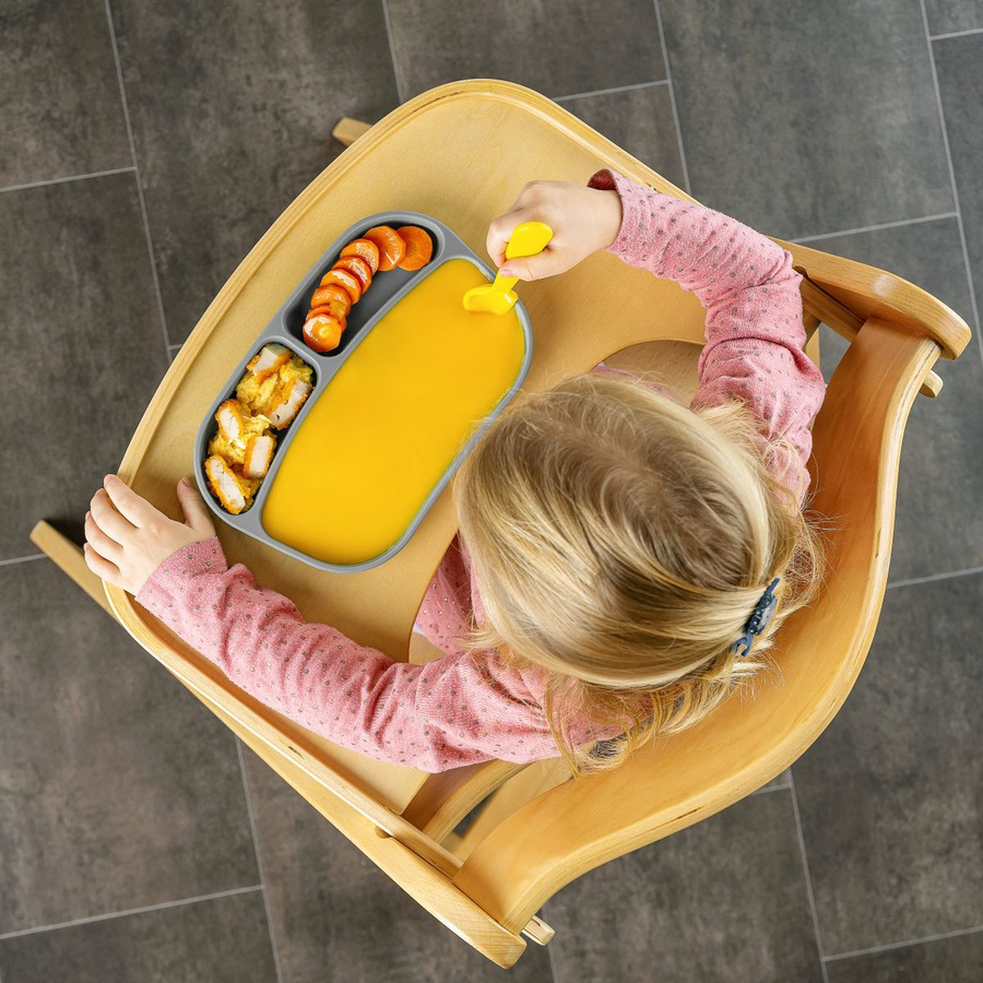 MiaMia Esslern-Teller aus Silikon im 2er Pack, Grau, unterteilt, BPA-frei, mikrowellen- und spülmaschinenfest - Bild 4