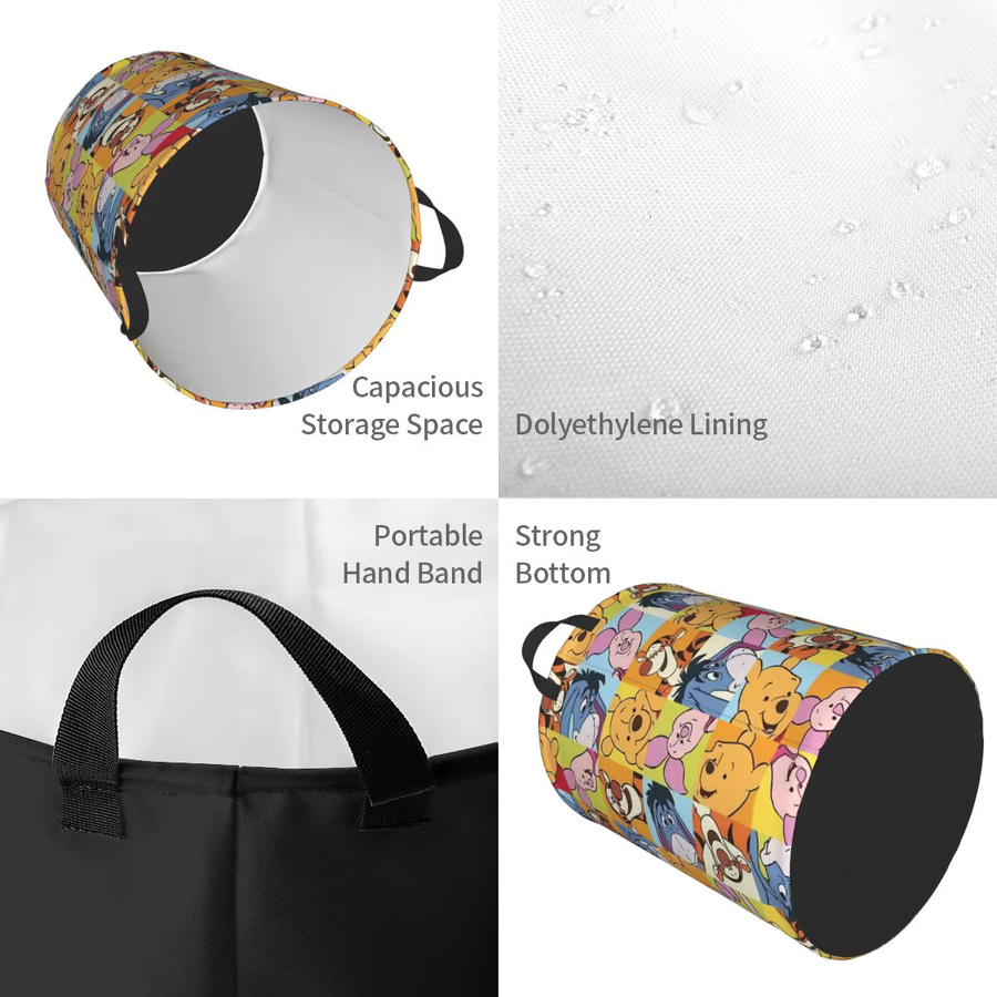 Potdemiel Winnie The Pooh Wäschekorb faltbar, bunter Stoff-Wäschekorb im Anime-Stil für Kinderzimmer und Spielzeug-Aufbewahrung, B/T/H: 42 x 42 x 34 cm - Bild 3
