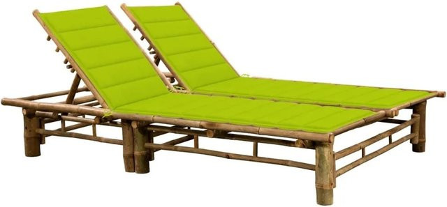 Furnicato Sonnenliege aus Bambus mit verstellbarer Kopfstütze in Grün, B/T/H: 200 x 130 x 24,87 cm - Bild 1