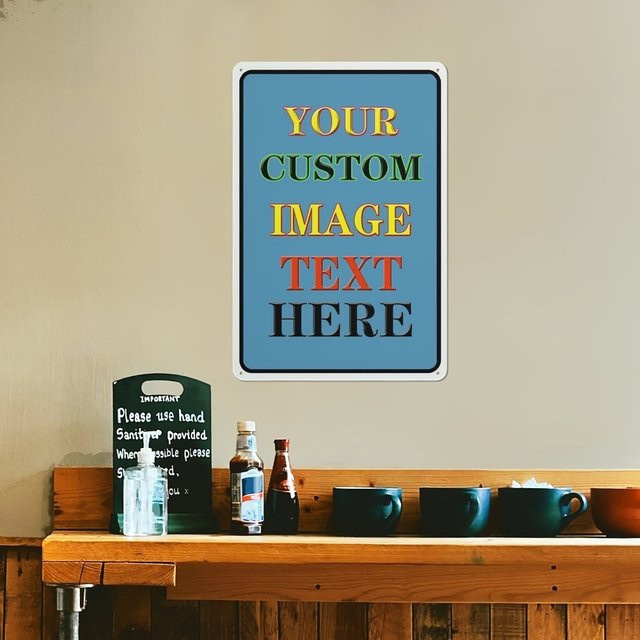 Individuelle Metall-Wandtafel von CIFBUY mit Foto und Text in Vintage-Optik als Schmiedeeisen Hängedekoration in Schwarz oder Blau - Bild 1