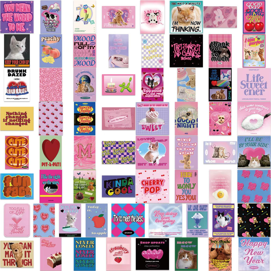 65 Stück Vintage Aufkleber für Scrapbook und Skateboard in Rosa und Multicolour von BulingBulingStickers Store - Bild 2