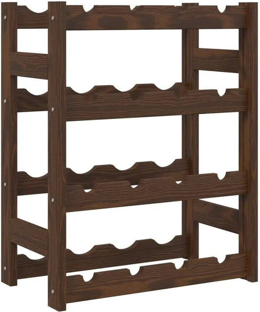 vidaXL Weinregal aus Kiefer Massivholz in Braun für 16 Flaschen, Wandmontage - Bild 1