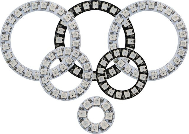 LMODA WS2812B DC5V LED Pixel Ring RGBIC Full Color Circle Modul, Multicolour, Schwarz - Bild 1