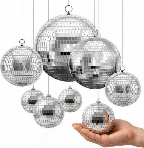VEVOR Spiegelkugel Set 8er Pack in Silber für Party, Hochzeit und Geburtstag mit Aufhängering - Bild 1