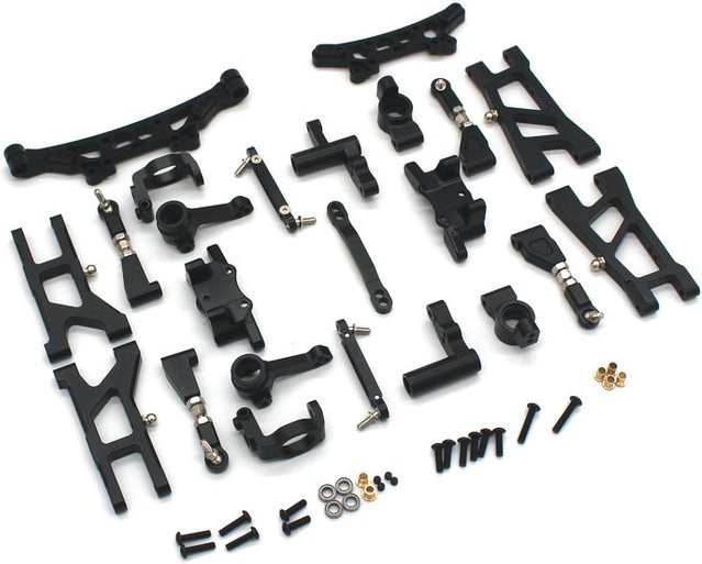 Always Parts RC Stabilisator Lenkungsaufnahme C-Halterung Hinterachs-Halterung, Metall, Schwarz, 1:10 - Bild 1