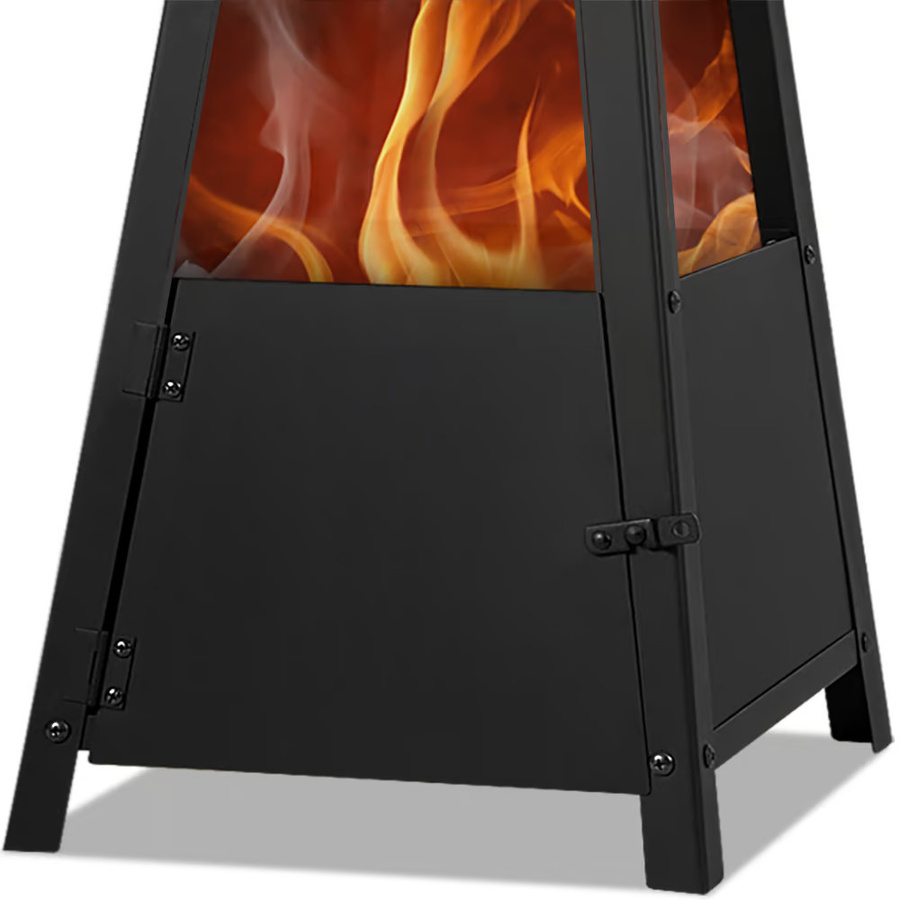 Gardebruk Chiminea Feuerstelle Pyramide aus Metall in Schwarz für Holz oder Kohle - Bild 2