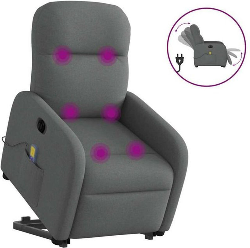 Elektrischer Massagesessel mit Aufstehhilfe von vidaxl in Dunkelgrau aus Stoff - Bild 1