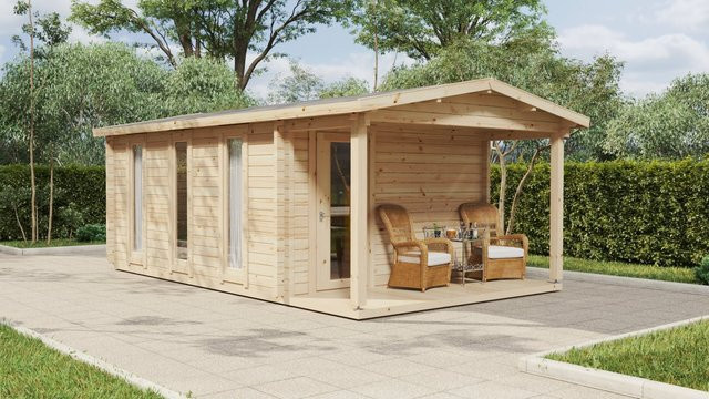 Gartenhaus Martin 1 aus Holz mit Terrasse und Satteldach B/T: 7 x 4 m - Bild 1