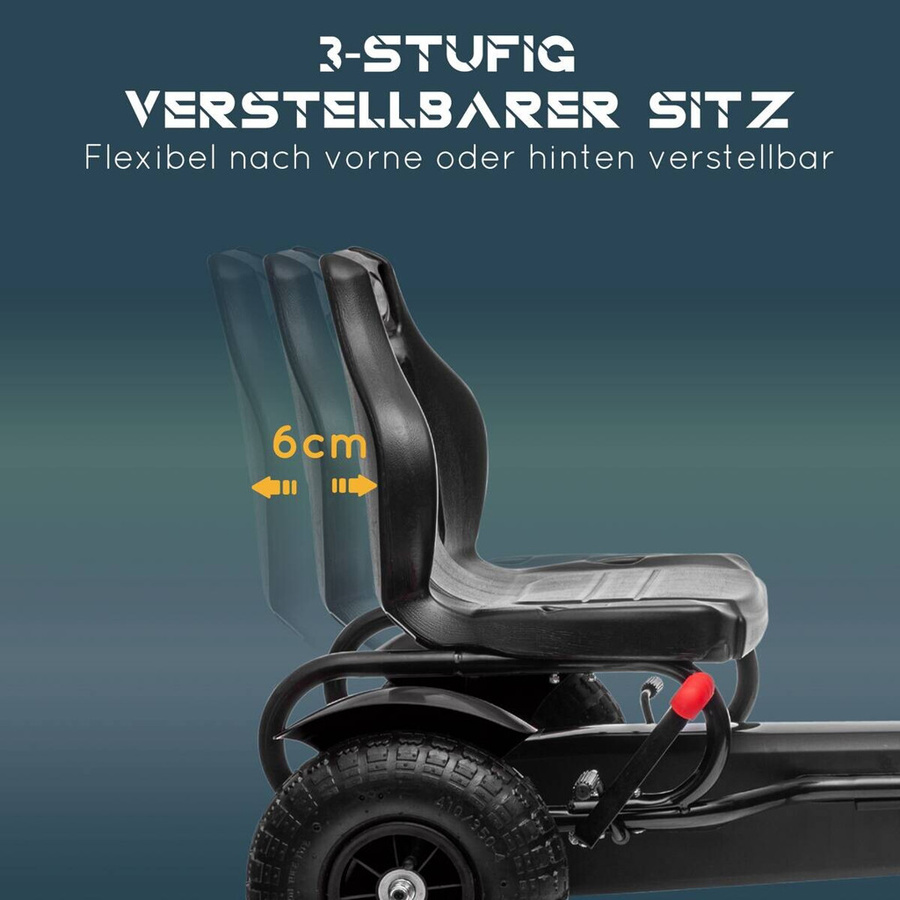 HOMCOM GoKart Tretfahrzeug mit Handbremse und verstellbarem Sitz, Schwarz, B/T/H: 58 x 61 x 121 cm - Bild 2