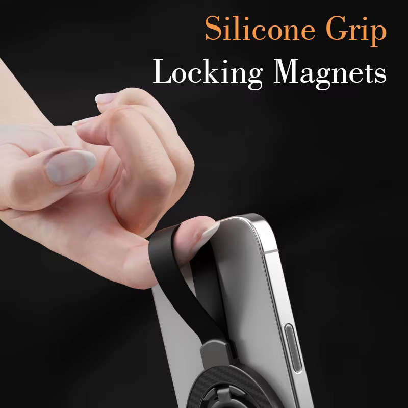 WSSHE Magnethalter für Mobiltelefone mit MagSafe und Fingerring als Telefonständer in Silber für iPhone 17, 16 und Xiaomi - Bild 4
