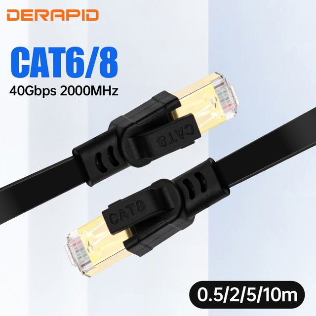 Relper-Lineso CAT8 Ethernet-Kabel mit RJ45 Anschluss in Schwarz für PC, Modem, Laptop und PS5 - Bild 1