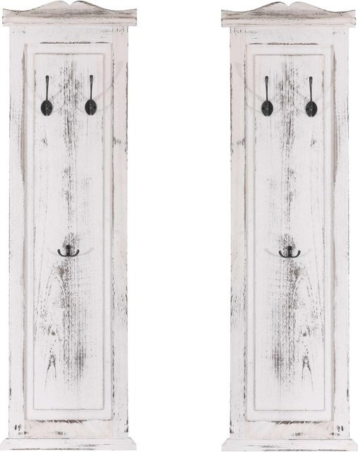 MCW 2er-Set Wandgarderobe H33 aus Paulowniaholz in Weiß Shabby, B/H/T: 109 x 33 x 28 cm - Bild 2