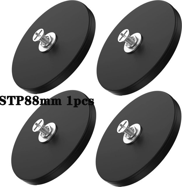 BASI Gummibeschichteter Basismagnet mit flachem Gewindebolzen in Schwarz, Durchmesser 88 mm - Bild 1