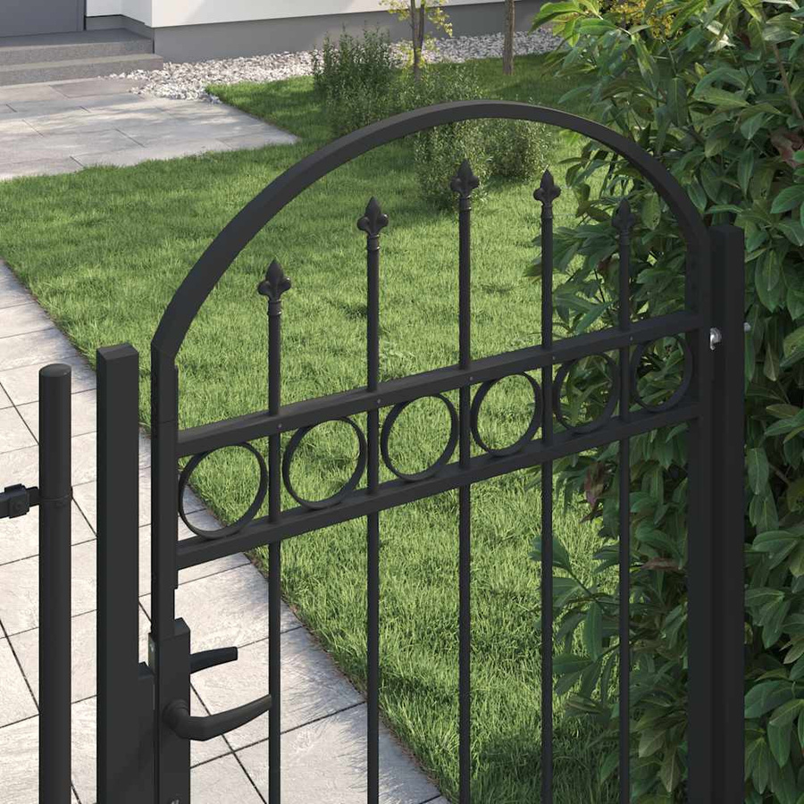 vidaXL Gartentor aus Stahl mit Rundbogen in Schwarz, B: 100 cm, H: 150 cm - Bild 4
