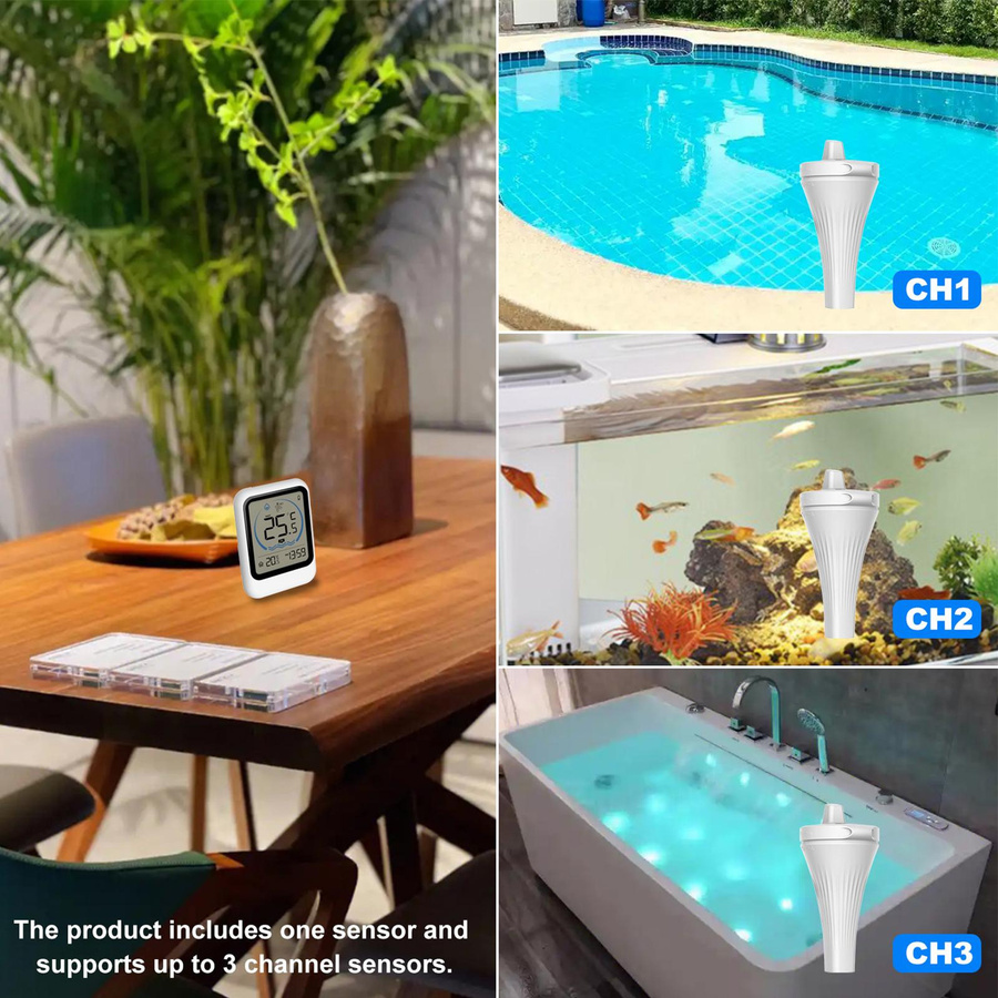 TOMTOP JMS Drahtloses digitales Poolthermometer mit Temperatursensor in Weiß für Pool, Aquarium und Badewanne - Bild 6