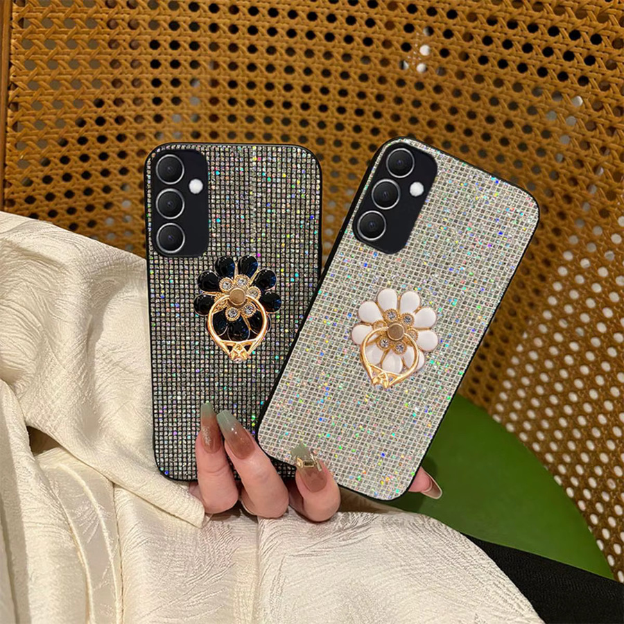 Stoßfeste Softcover Handyhülle mit Blumen-Ring-Schnalle für Samsung Galaxy A14 A15 A16 A35 A36 A55 S24 S25 S23 Plus FE Ultra in Weiß und Multicolour - Bild 3