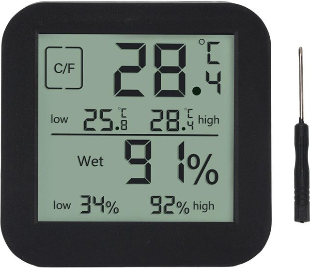 CosyHome Thermometer Hygrometer mit Timer und doppelseitigem LCD Touchscreen in Schwarz - Bild 1