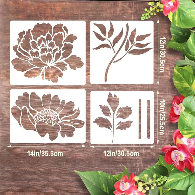 DIY Malvorlage Große Blume aus Kunststoff in Weiß für Holz Wand Leinwand und Bastelarbeiten - Bild 5