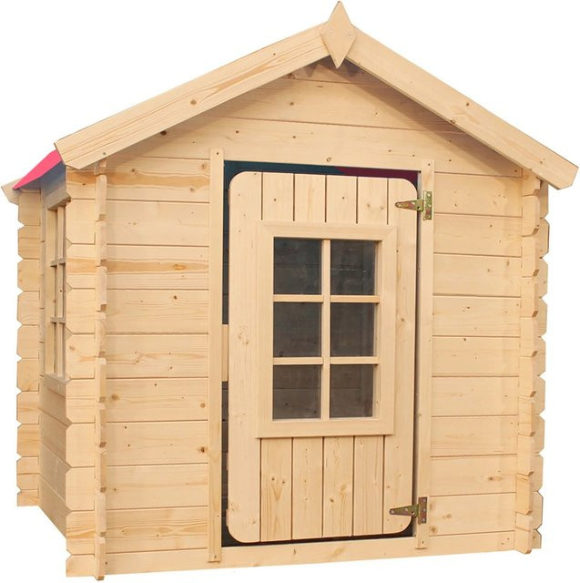 Timbela Kinderspielhaus aus Holz in Rot B/H/L: 114 x 121 x 111 cm - Bild 1