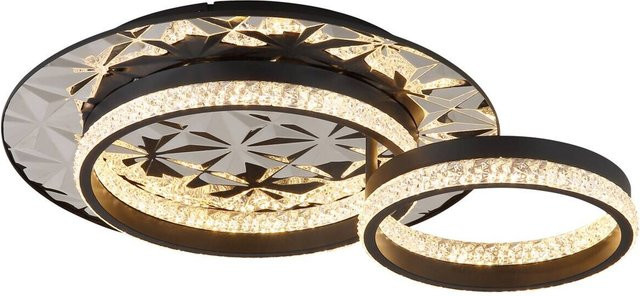 Globo Lighting LED-Deckenleuchte in Schwarz und Chrom, modernes Ring-Design aus Metall, B/H/T: 40 x 14 x 50,5 cm - Bild 1