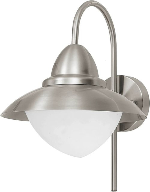 Eglo Außenwandleuchte Sidney Wall aus Edelstahl in Silber mit Opalglas und IP44 Schutz - Bild 1