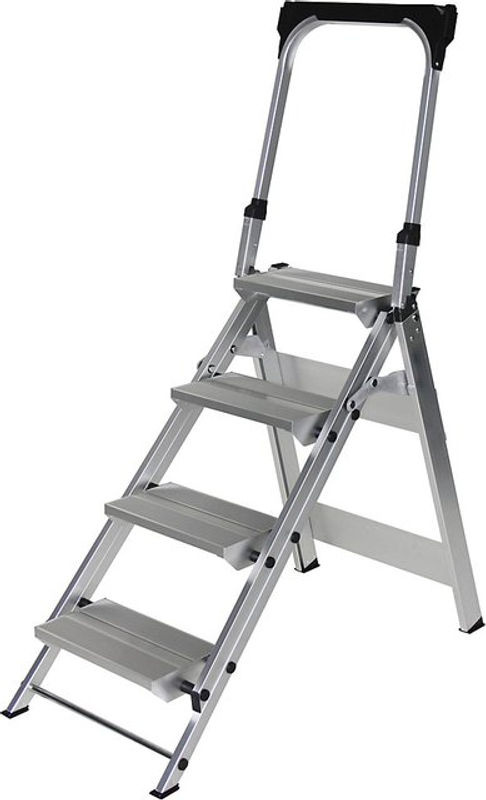 MUNK Aluminium-Klapptreppe mit 4 Stufen und Haltebügel in Silber - Bild 2